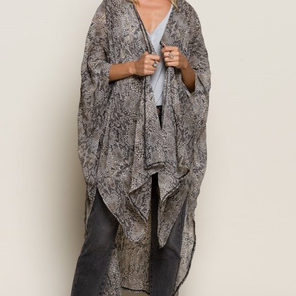 Last Small! NWT POL Snake Skin Printed Sheer Kimono S/M/L - Picture 7 of 12